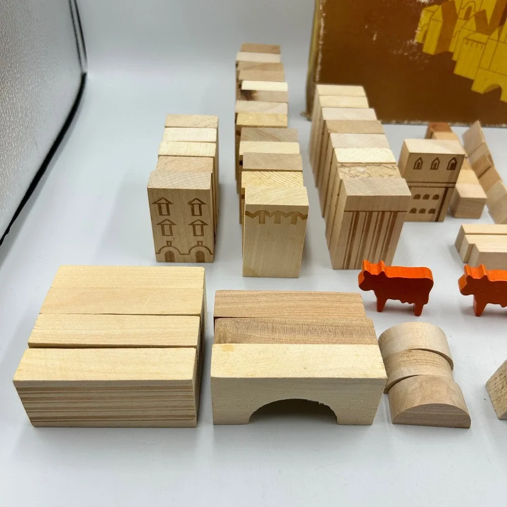 Vintage Moscow Wooden Building Blocks Mockba Tan Kids OS Architectural Set READ